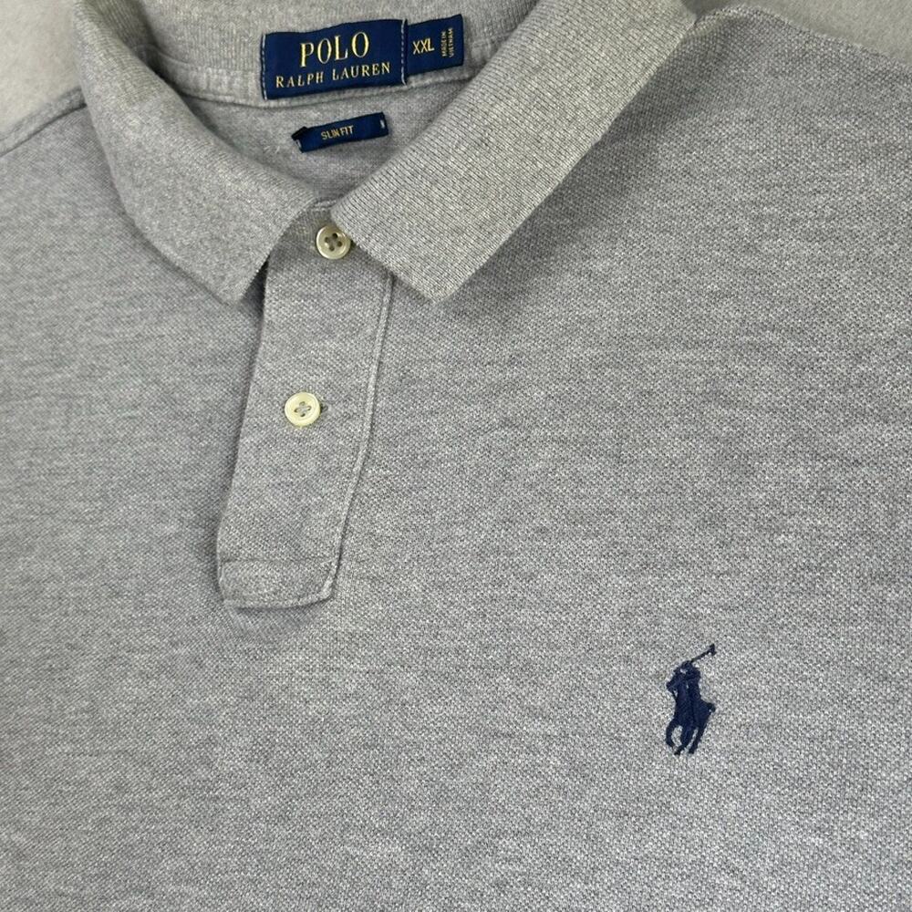 Polo Ralph Lauren Polo Shirt Slim Fit Gray XXL Short Sleeve Cotton Pique Classic